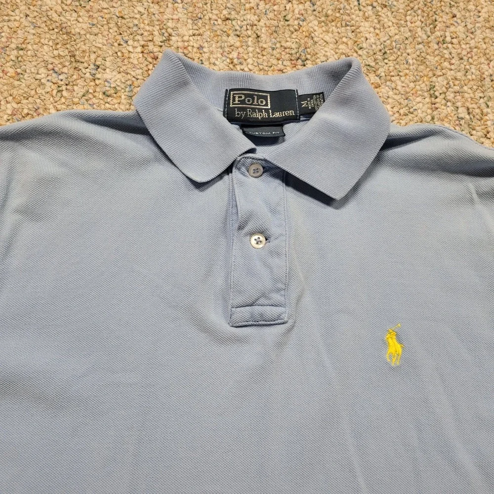 Polo Ralph Lauren Shirt Mens Medium Blue Custom Fit Short Sleeve Pony